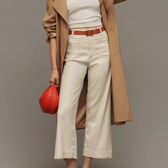 Anthropologie The Colette Linen Blend Crop Wide-Leg Pants by Maeve. Sz 31 - Picture 2 of 8